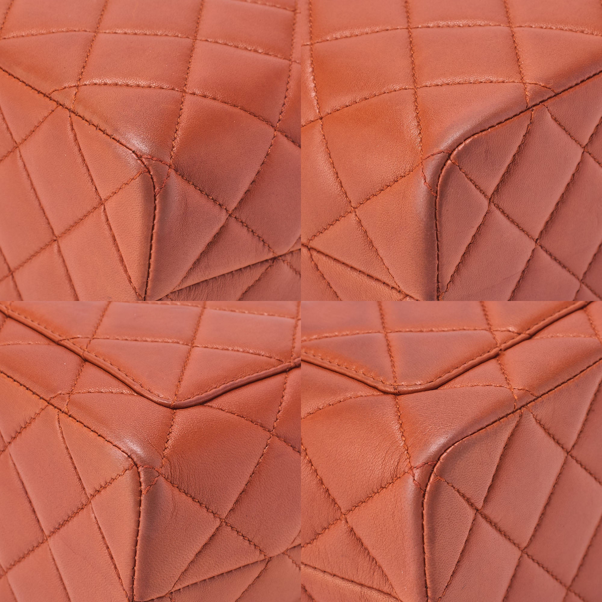 CHANEL Handbag Matrasse Tortoiseshell Chain Tote Lambskin Orange Gold-Tone Hardware, Pre-Owned