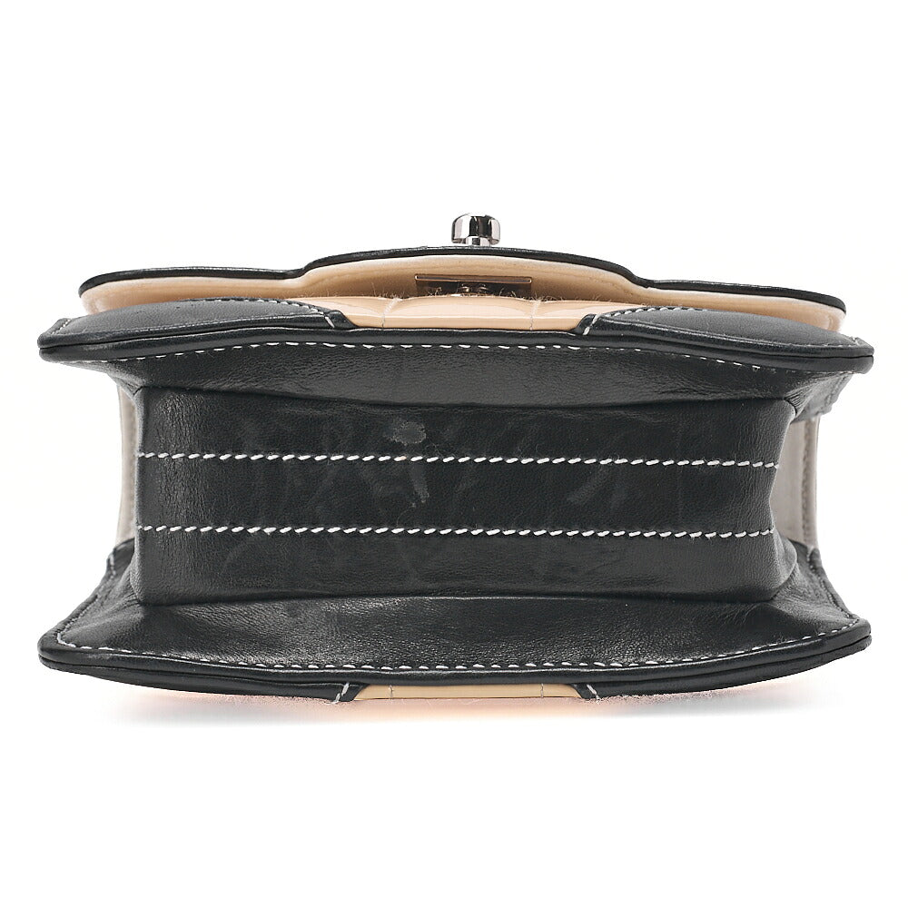 CHANEL Shoulder Bag Chocolate Bar Mini Lambskin x Enamel Beige x Black Gold-Tone Hardware, Pre-Owned