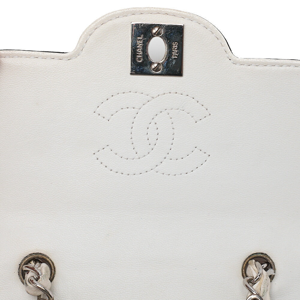CHANEL Shoulder Bag Chocolate Bar Mini Lambskin x Enamel Beige x Black Gold-Tone Hardware, Pre-Owned