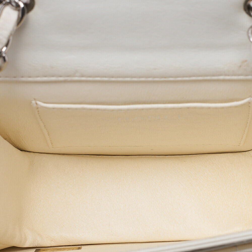 CHANEL Shoulder Bag Chocolate Bar Mini Lambskin x Enamel Beige x Black Gold-Tone Hardware, Pre-Owned