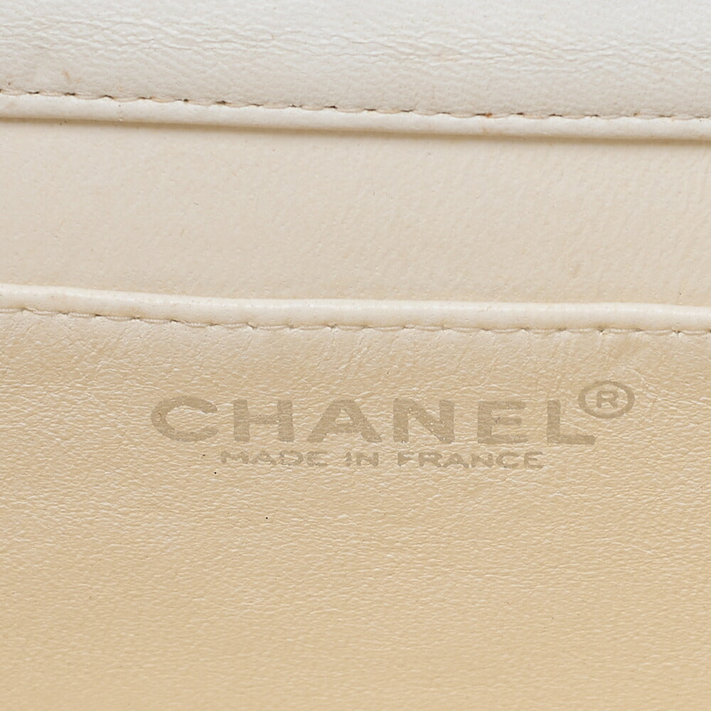 CHANEL Shoulder Bag Chocolate Bar Mini Lambskin x Enamel Beige x Black Gold-Tone Hardware, Pre-Owned
