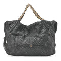 CHANEL Coco Mark Fringe Chain Tote Bag Lambskin Black Gold-Tone Hardware, Pre-Owned