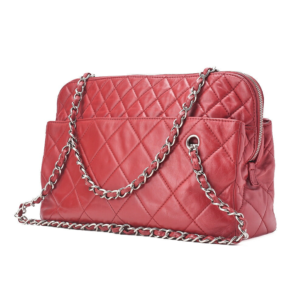 CHANEL Matelasse Coco Charm Chain Shoulder Bag Vintage Calf Red Silver-Tone Hardware, Pre-Owned