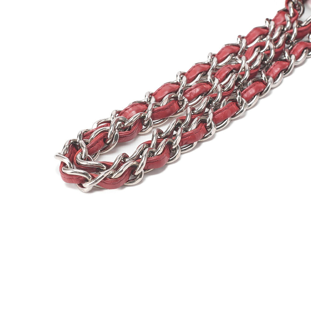 CHANEL Matelasse Coco Charm Chain Shoulder Bag Vintage Calf Red Silver-Tone Hardware, Pre-Owned