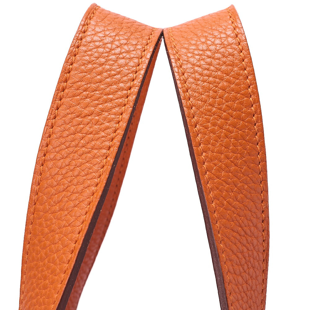 HERMES Picotan Lock MM Handbag Trial Clemence Orange Silver-Tone Hardware, Pre-Owned