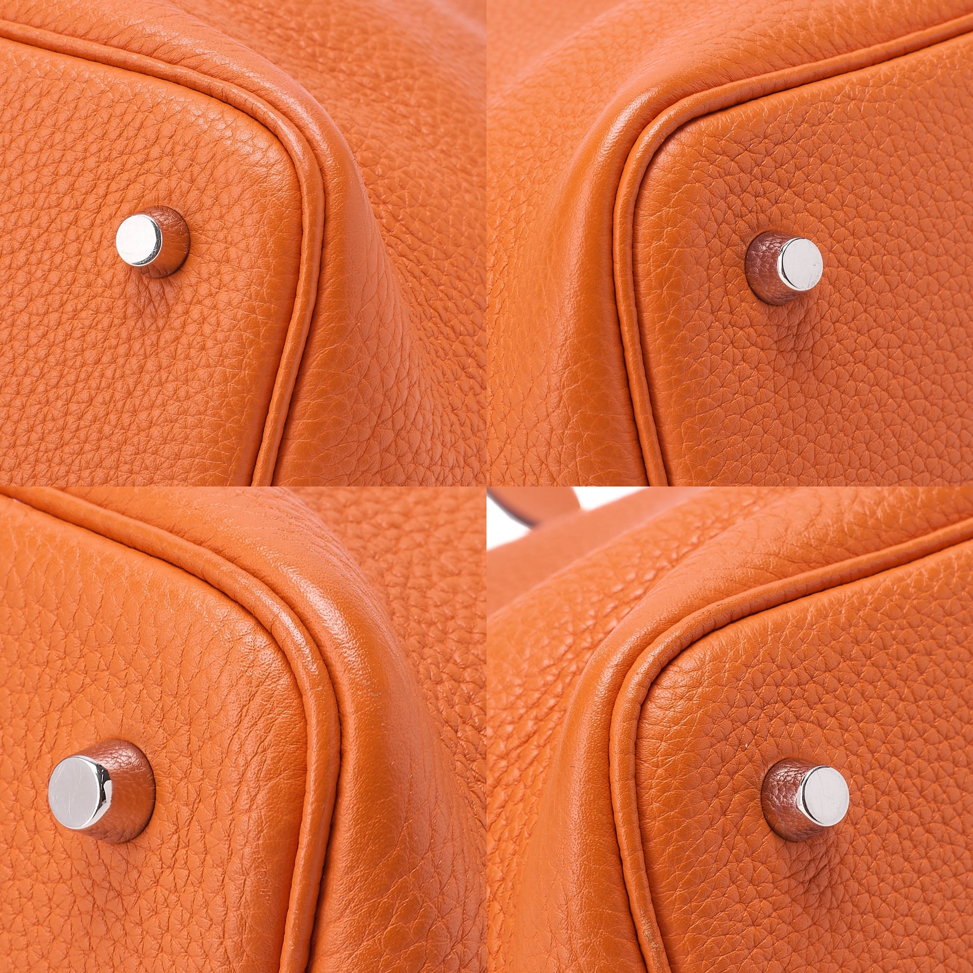 HERMES Picotan Lock MM Handbag Trial Clemence Orange Silver-Tone Hardware, Pre-Owned