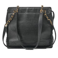 CHANEL Caviar Skin Triple Coco Double Chain Shoulder Black Gold-Tone Hardware, Pre-Owned