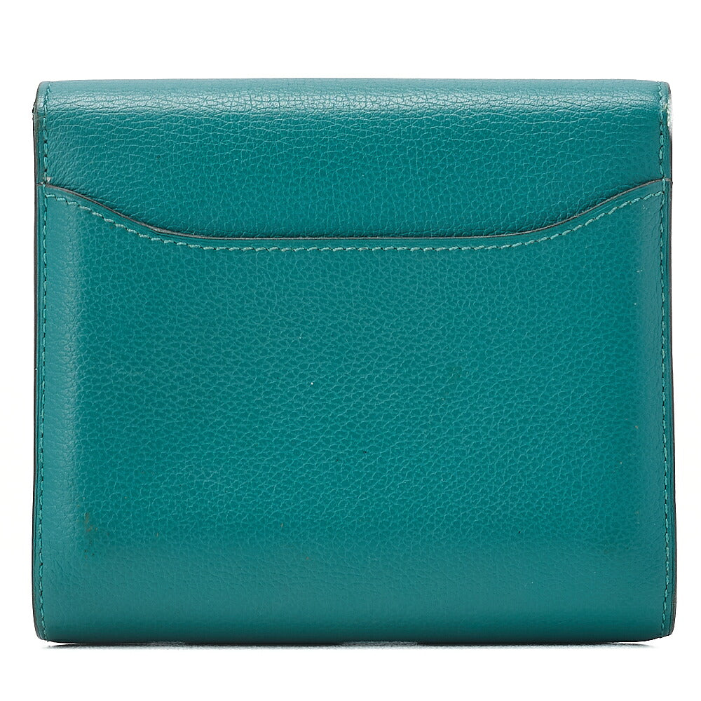 HERMES Constance Compact Bi-Fold Wallet Swift Evercolor Veil Jade Gold-Tone Hardware, Pre-Owned