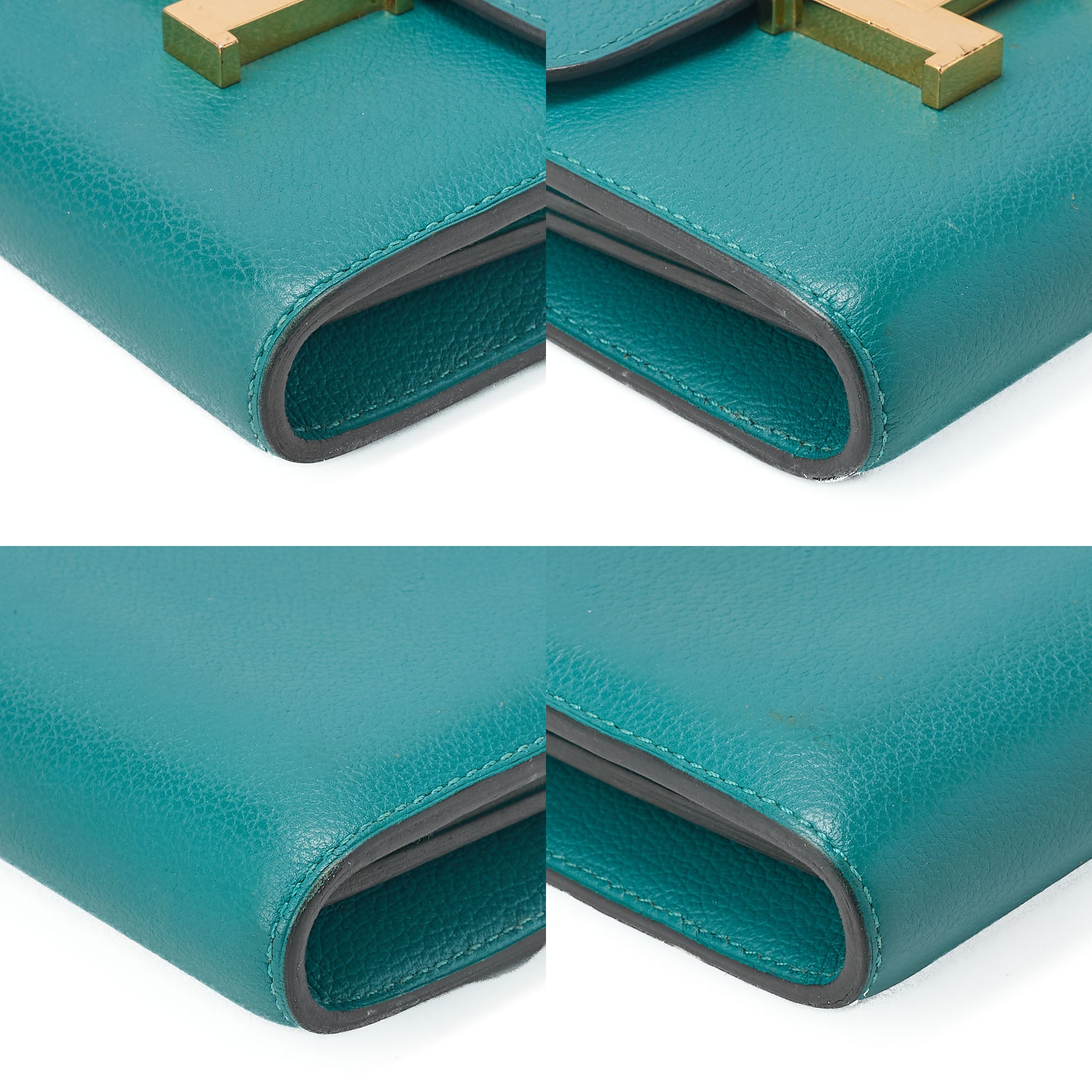 HERMES Constance Compact Bi-Fold Wallet Swift Evercolor Veil Jade Gold-Tone Hardware, Pre-Owned