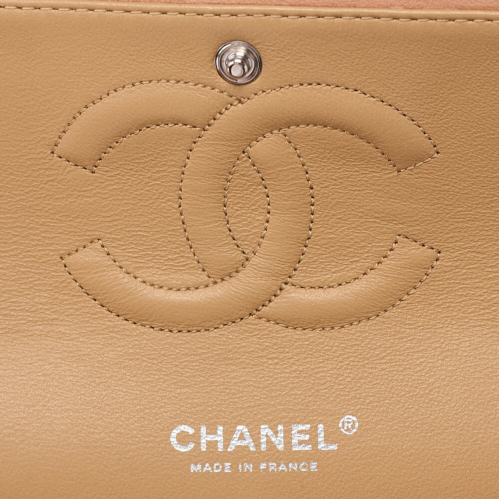 CHANEL Leather Matelasse Double Flap Double Chain Bag Salmon Pink Silver-Tone Hardware, Pre-Owned
