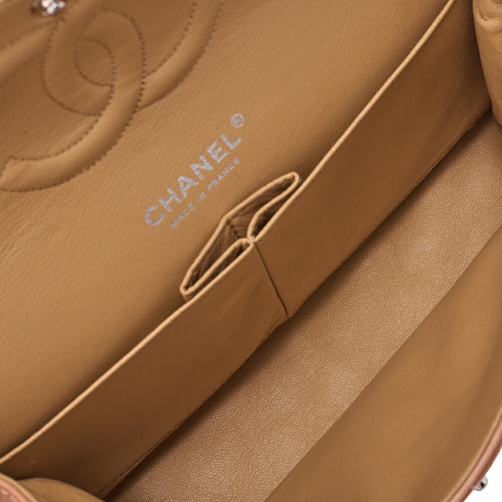 CHANEL Leather Matelasse Double Flap Double Chain Bag Salmon Pink Silver-Tone Hardware, Pre-Owned