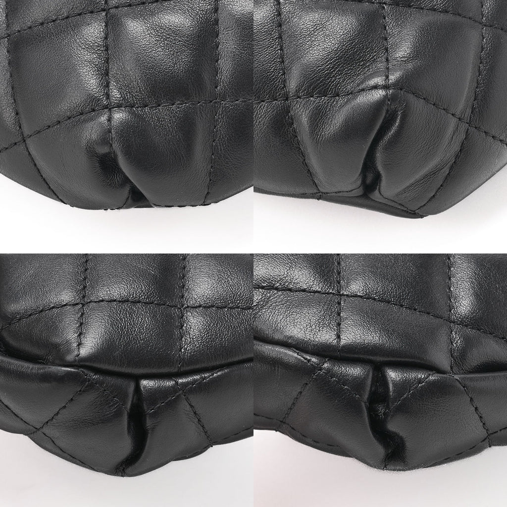 CHANEL Waist Bag Matrasse Lambskin Black Silver-Tone Hardware, Pre-Owned