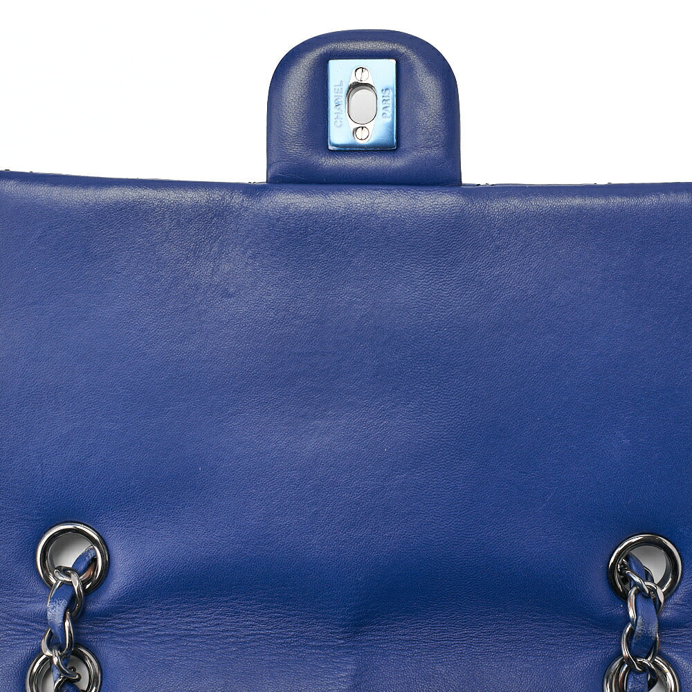 CHANEL Matelasse Turnlock Chain Backpack Lambskin Blue Silver-Tone Hardware, Pre-Owned