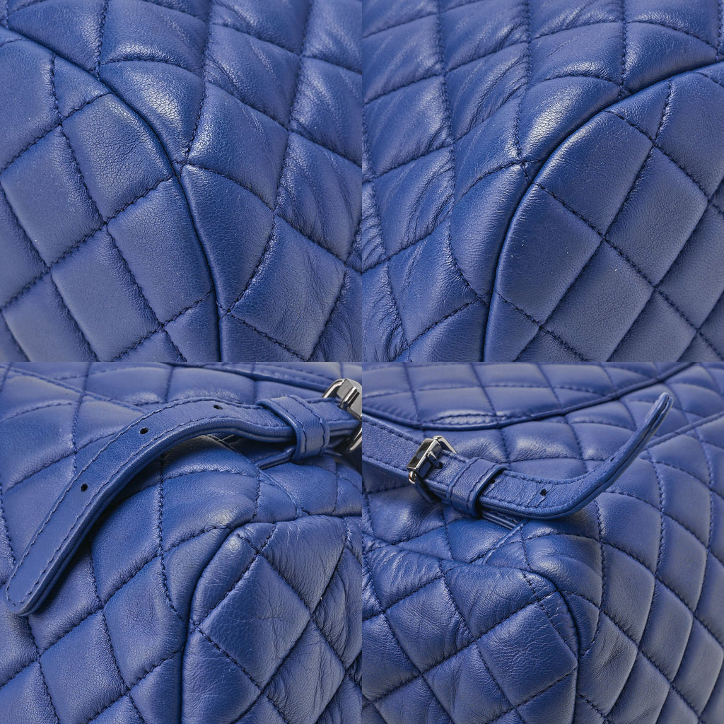 CHANEL Matelasse Turnlock Chain Backpack Lambskin Blue Silver-Tone Hardware, Pre-Owned
