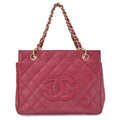 CHANEL Tote Bag Matelasse Caviar Skin Double Chain PTT Pink Gold-Tone Hardware, Pre-Owned