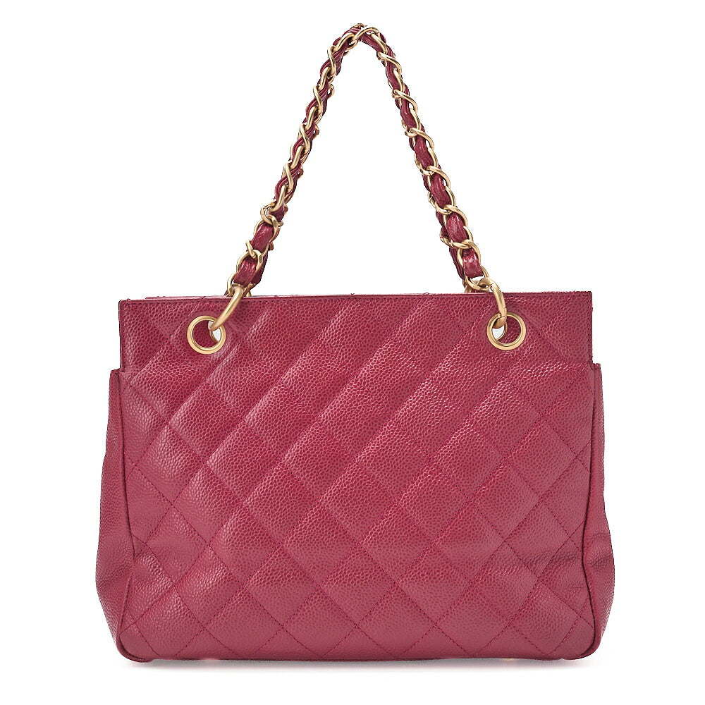 CHANEL Tote Bag Matelasse Caviar Skin Double Chain PTT Pink Gold-Tone Hardware, Pre-Owned