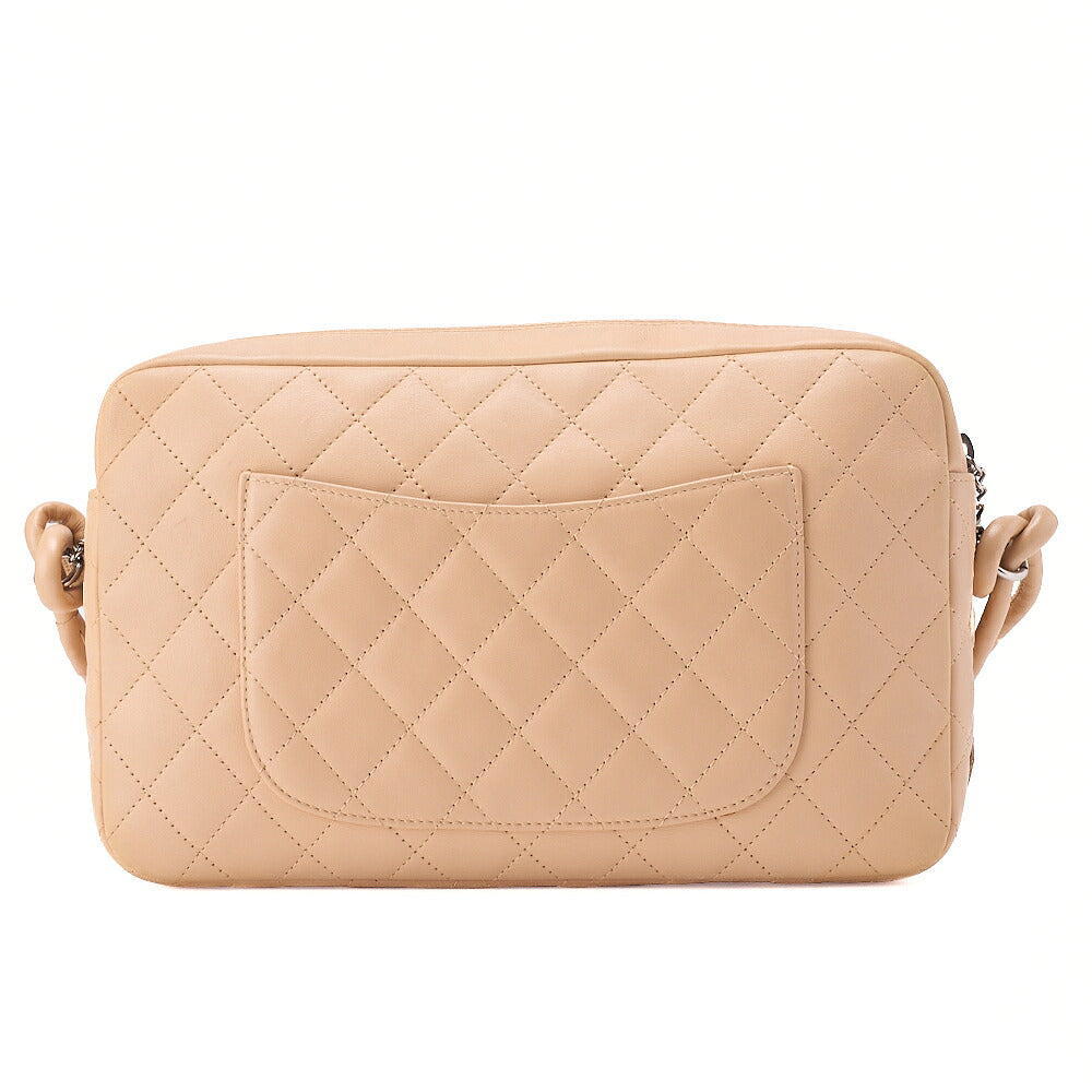 CHANEL Cambon Line Matelasse Calf x Enamel Beige x Orange Shoulder Bag Silver-Tone Hardware, Pre-Owned