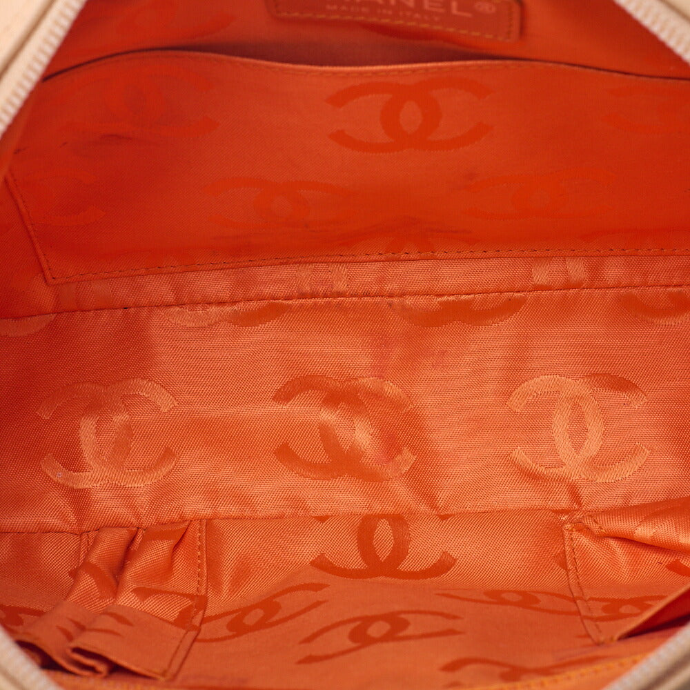 CHANEL Cambon Line Matelasse Calf x Enamel Beige x Orange Shoulder Bag Silver-Tone Hardware, Pre-Owned