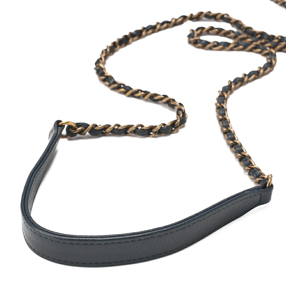 CHANEL Chain Shoulder Bag with Coco Charm V-Stitch Lambskin Navy Gold-Tone Hardware, Pre-Owned