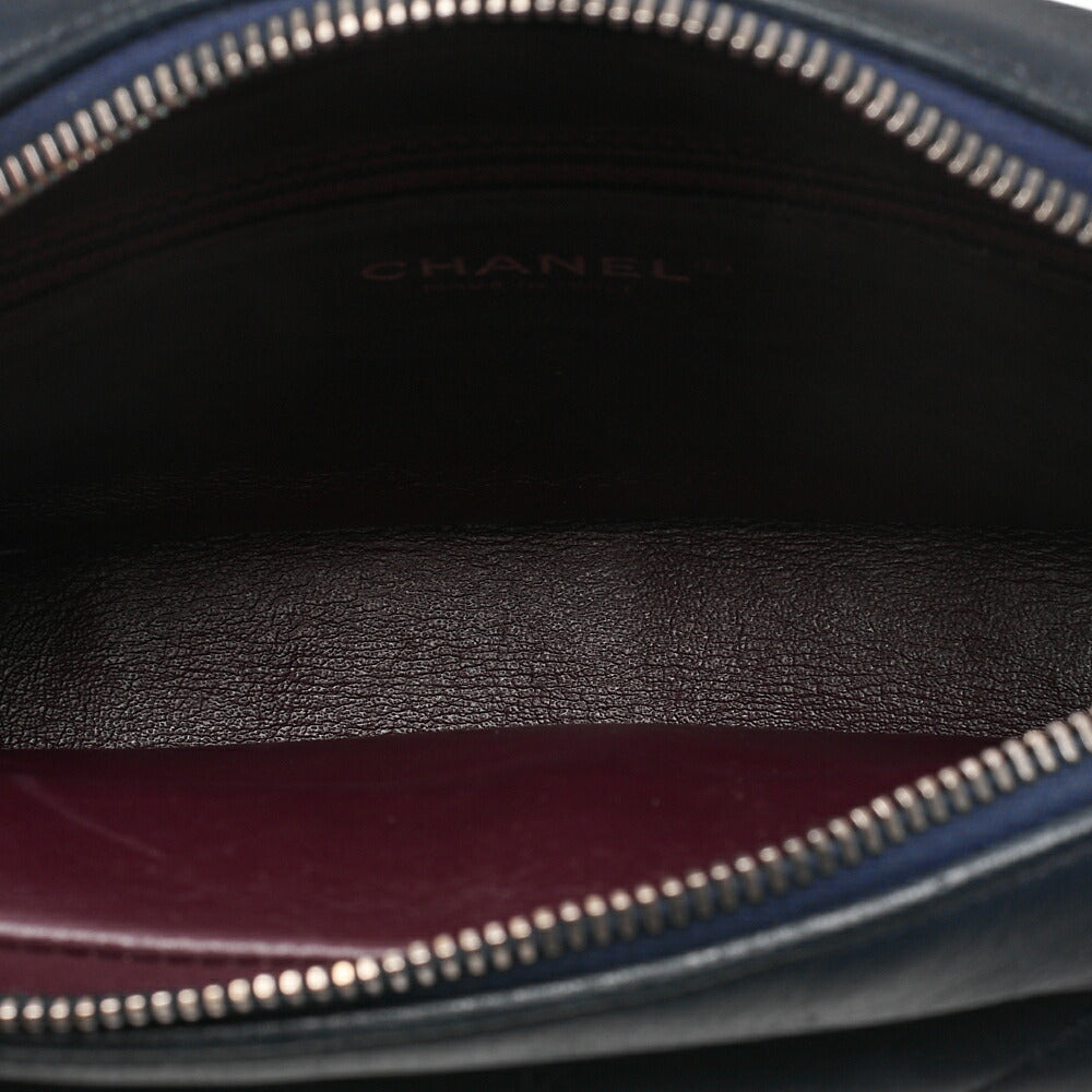 CHANEL Chain Shoulder Bag with Coco Charm V-Stitch Lambskin Navy Gold-Tone Hardware, Pre-Owned