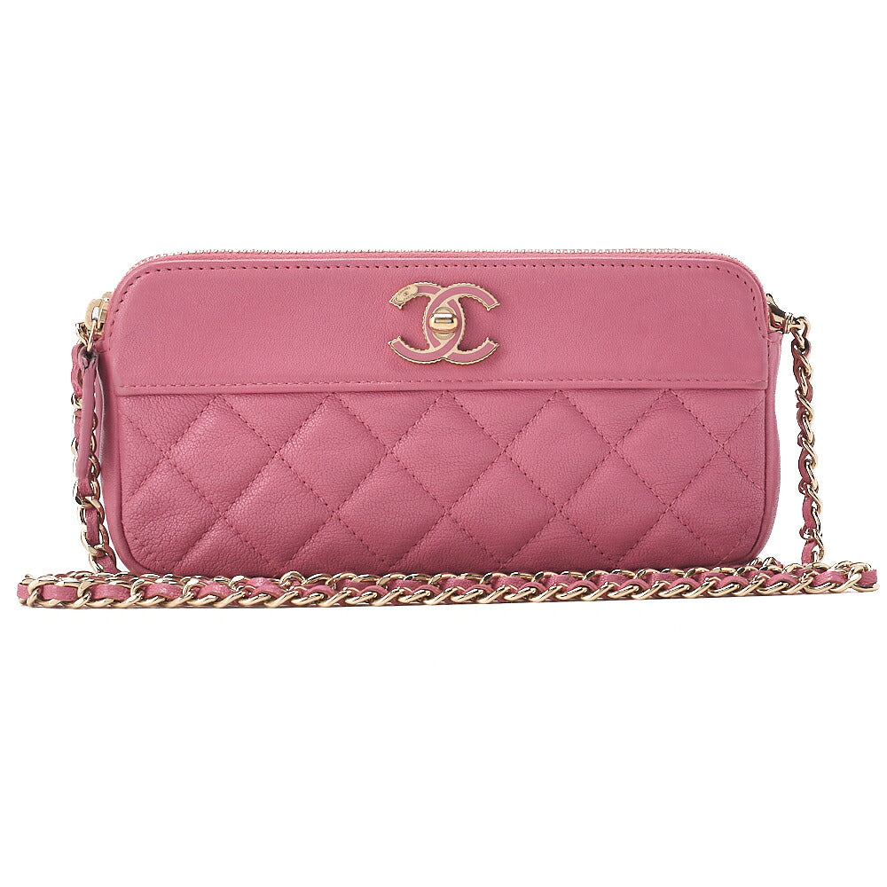 CHANEL Matrasse Chain Wallet Soft Caviar Skin Pink Gold-Tone Hardware, Pre-Owned