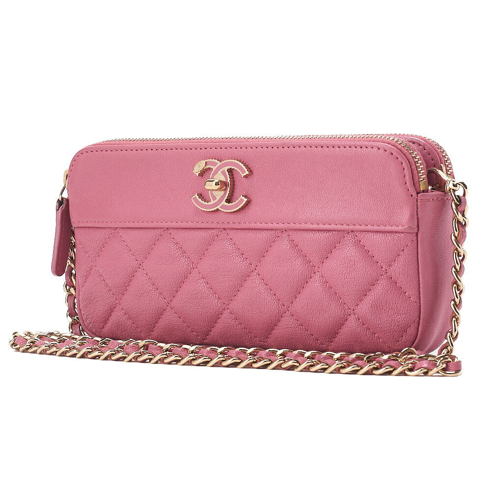 CHANEL Matrasse Chain Wallet Soft Caviar Skin Pink Gold-Tone Hardware, Pre-Owned