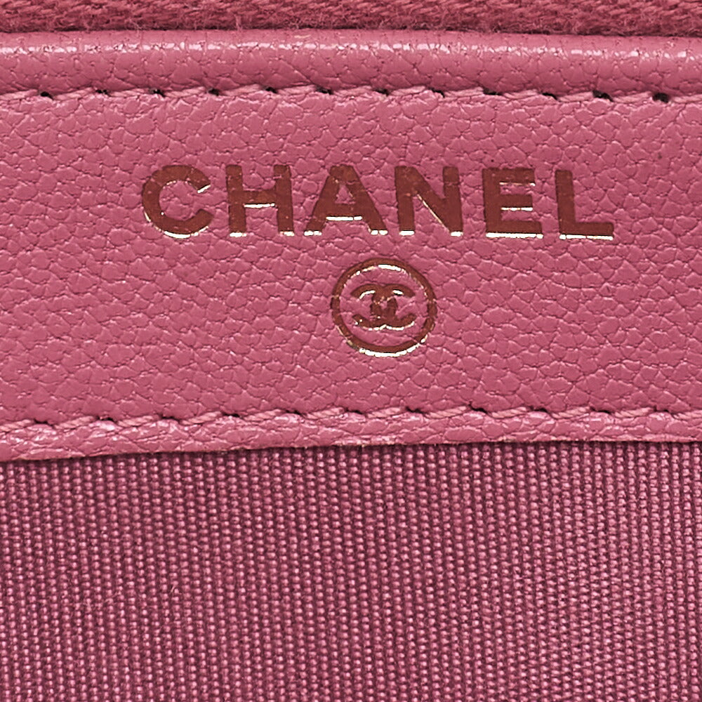 CHANEL Matrasse Chain Wallet Soft Caviar Skin Pink Gold-Tone Hardware, Pre-Owned