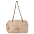CHANEL Camellia Line Double Chain Tote Bag Lambskin Ivory Gold-Tone Hardware, Pre-Owned