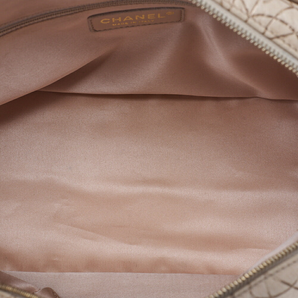 CHANEL Camellia Line Double Chain Tote Bag Lambskin Ivory Gold-Tone Hardware, Pre-Owned