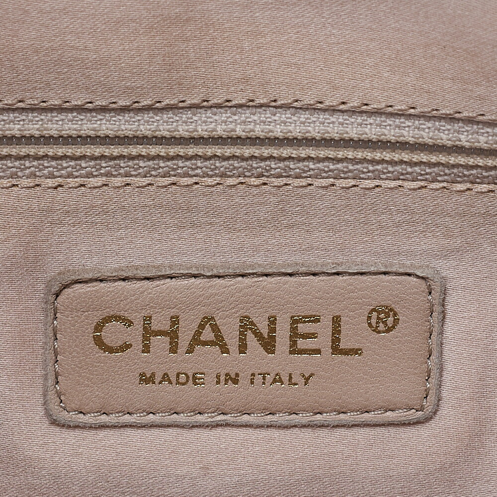 CHANEL Camellia Line Double Chain Tote Bag Lambskin Ivory Gold-Tone Hardware, Pre-Owned