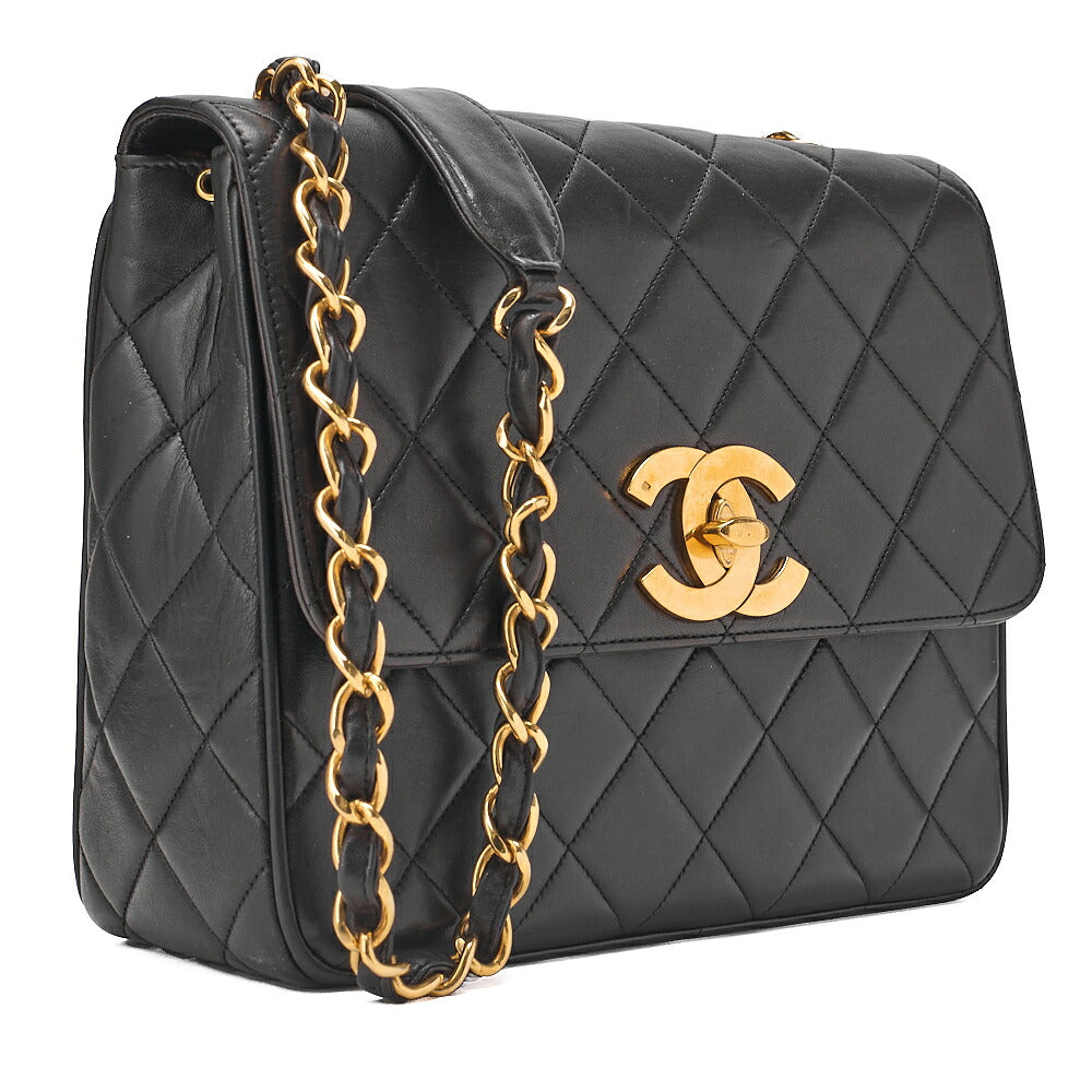 CHANEL Chain Shoulder Bag Square Lambskin Big Coco Black Gold -Tone Hardware, Pre-Owned