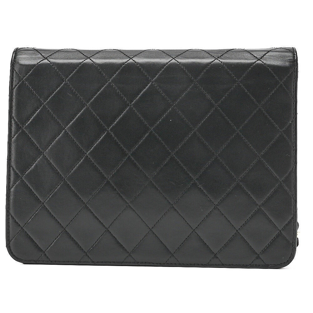 CHANEL Matelasse Push Lock 22cm Chain Shoulder Lambskin Black Gold-Tone Hardware, Pre-Owned