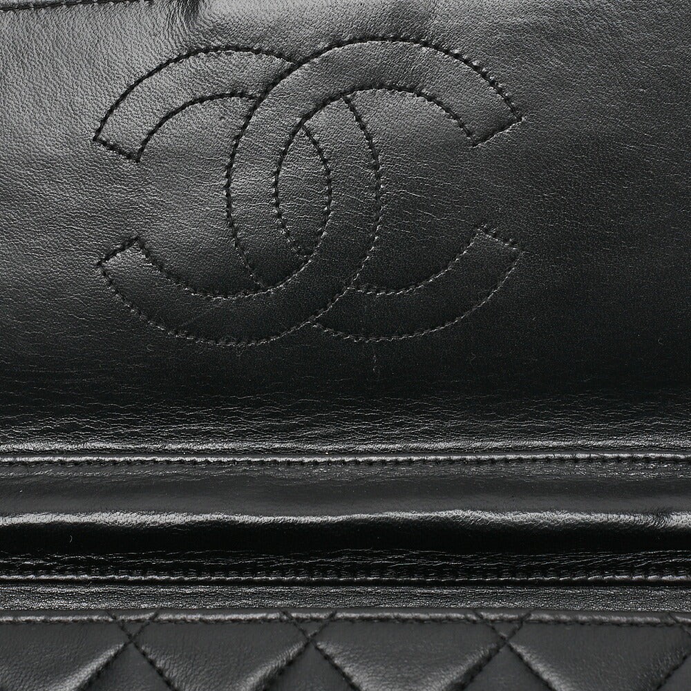 CHANEL Matelasse Push Lock 22cm Chain Shoulder Lambskin Black Gold-Tone Hardware, Pre-Owned