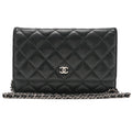 CHANEL Matrasse Chain Wallet Caviar Skin Black Silver-Tone Hardware, Pre-Owned