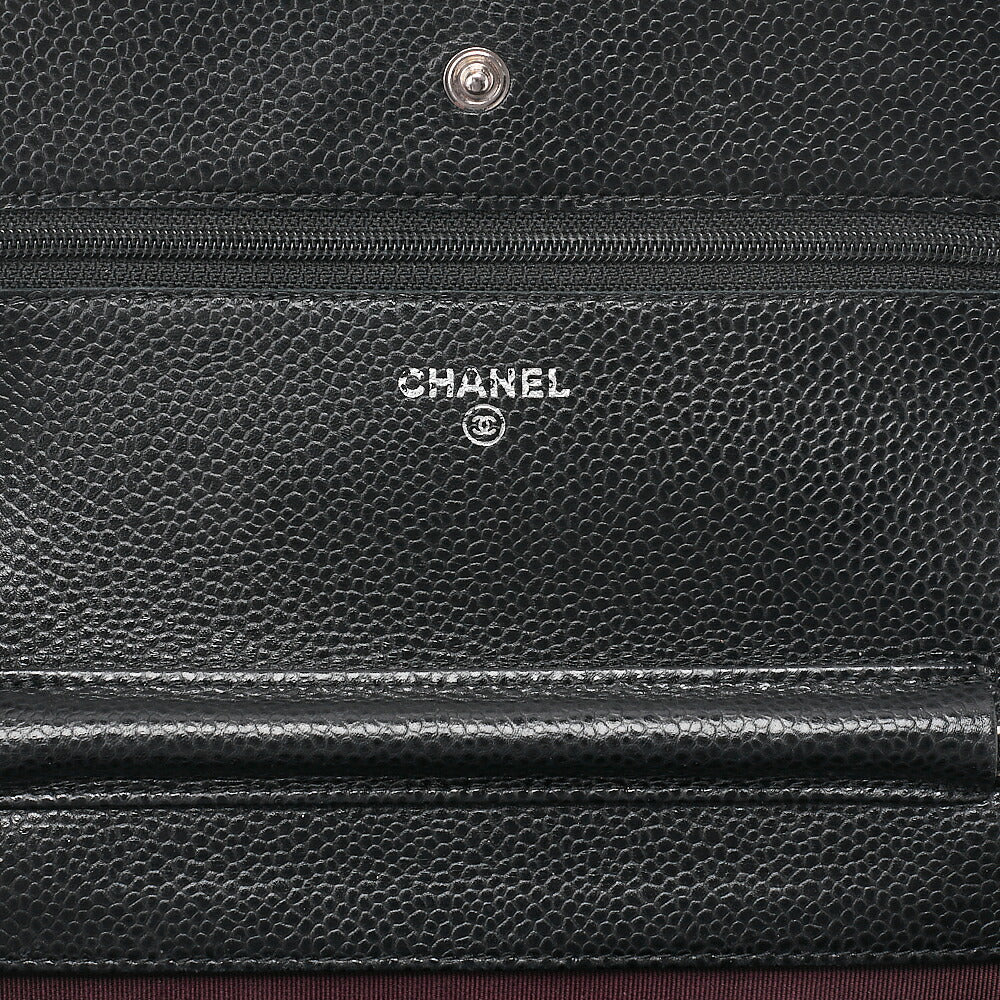 CHANEL Matrasse Chain Wallet Caviar Skin Black Silver-Tone Hardware, Pre-Owned