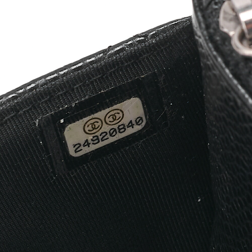 CHANEL Matrasse Chain Wallet Caviar Skin Black Silver-Tone Hardware, Pre-Owned