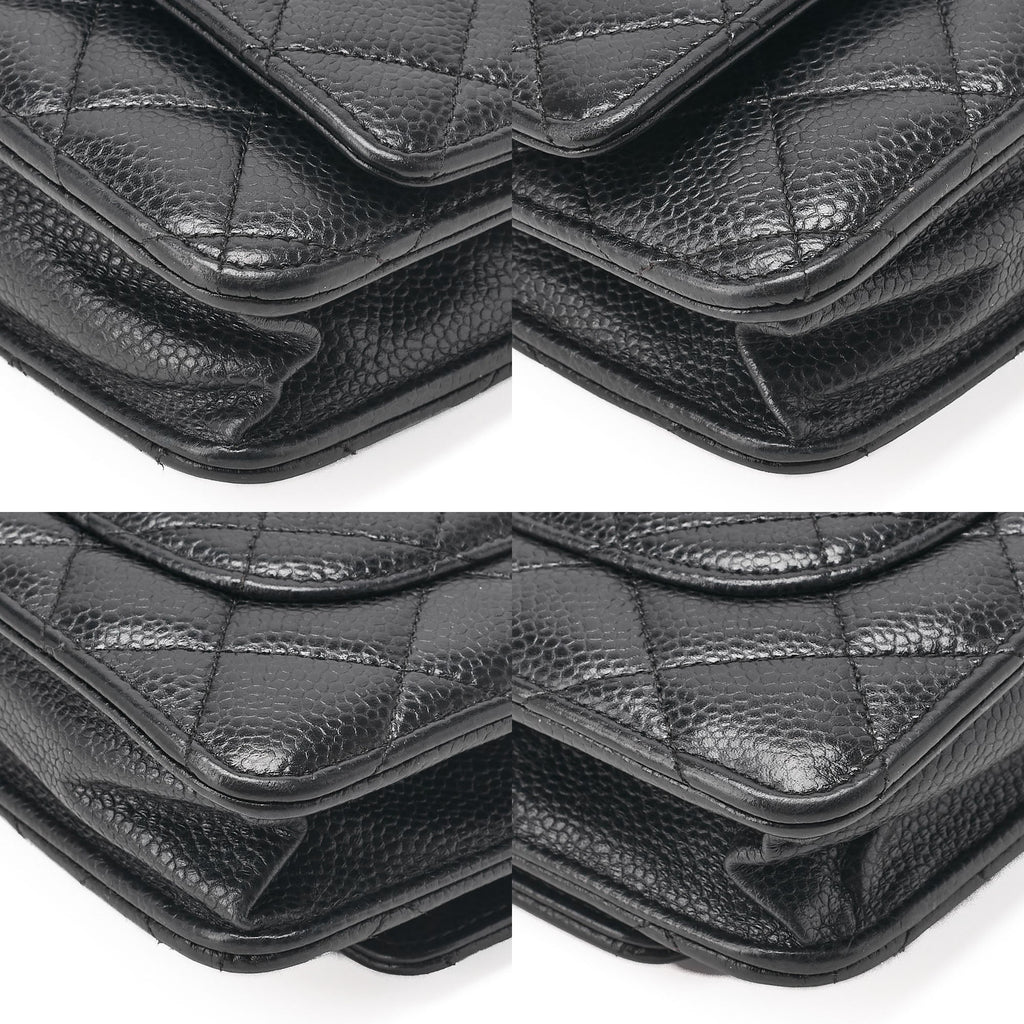 CHANEL Matrasse Chain Wallet Caviar Skin Black Silver-Tone Hardware, Pre-Owned