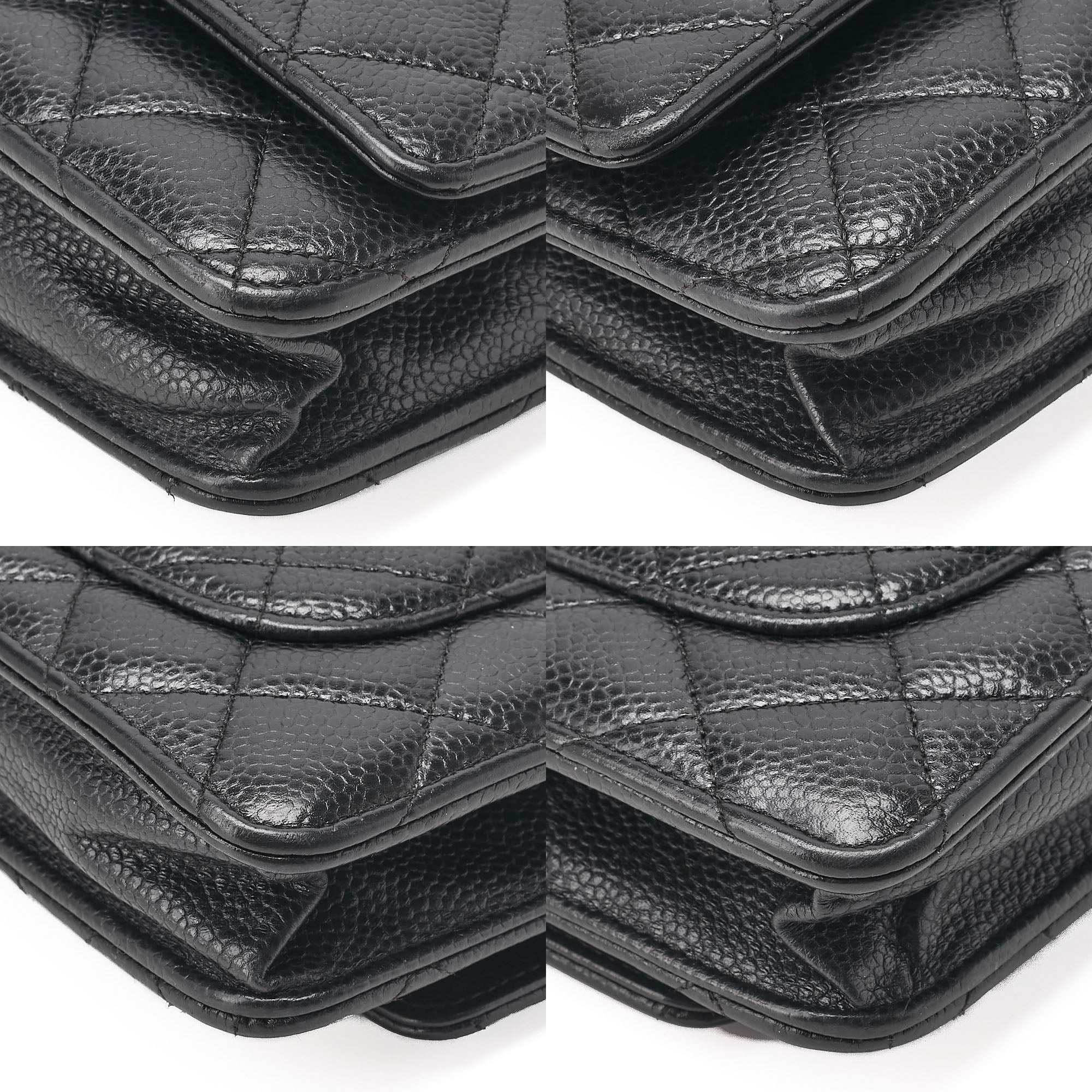 CHANEL Matrasse Chain Wallet Caviar Skin Black Silver-Tone Hardware, Pre-Owned