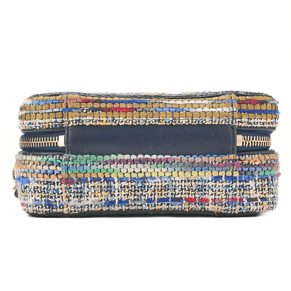 CHANEL Shoulder Bag Tote Bag Cocomark CC Filigree 2-Way Handbag Python x Tweed Navy x Multicolor Gold-Tone Hardware, Pre-Owned