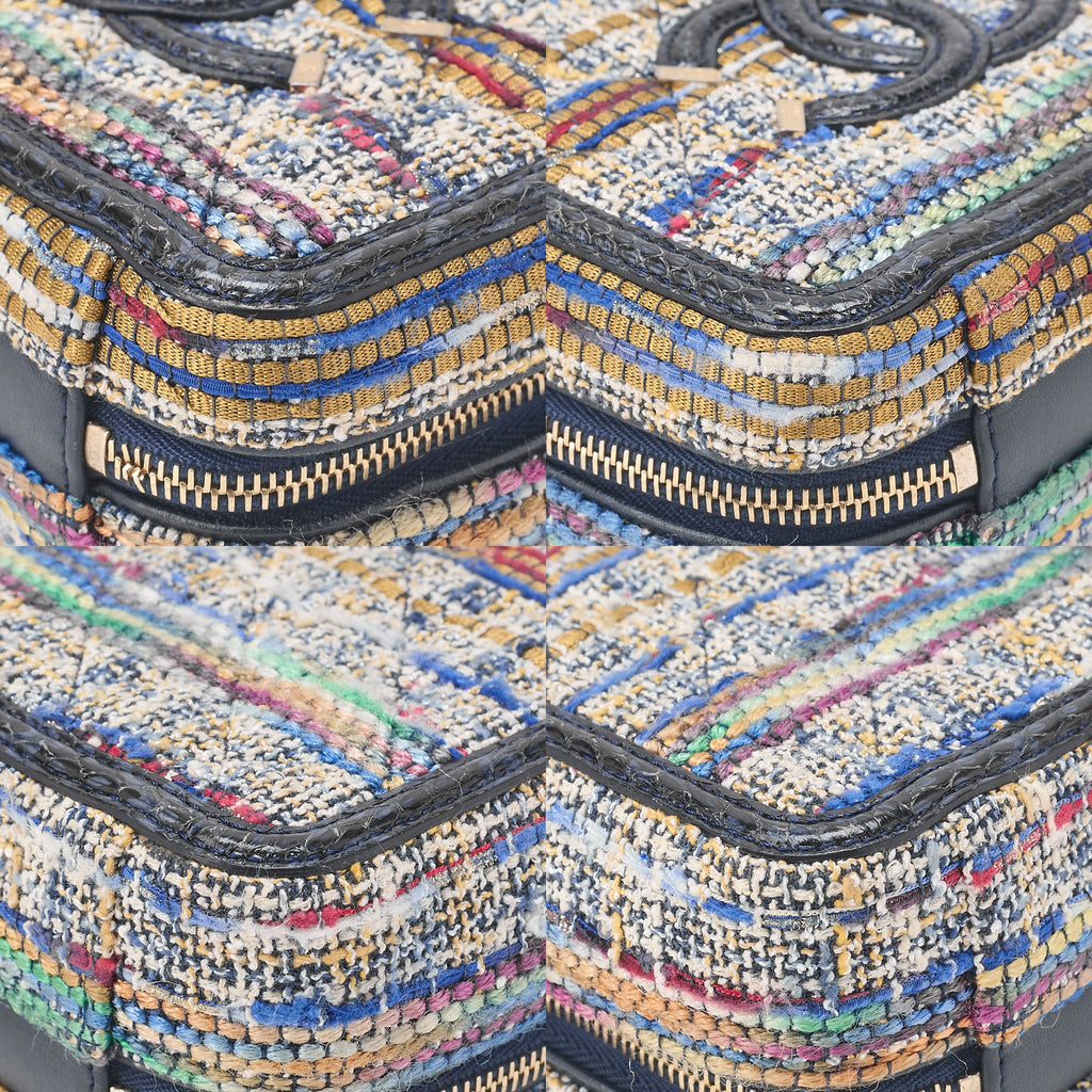 CHANEL Shoulder Bag Tote Bag Cocomark CC Filigree 2-Way Handbag Python x Tweed Navy x Multicolor Gold-Tone Hardware, Pre-Owned