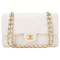 CHANEL Lambskin Matelasse 25cm Double Flap Chain Shoulder White Gold-Tone Hardware, Pre-Owned
