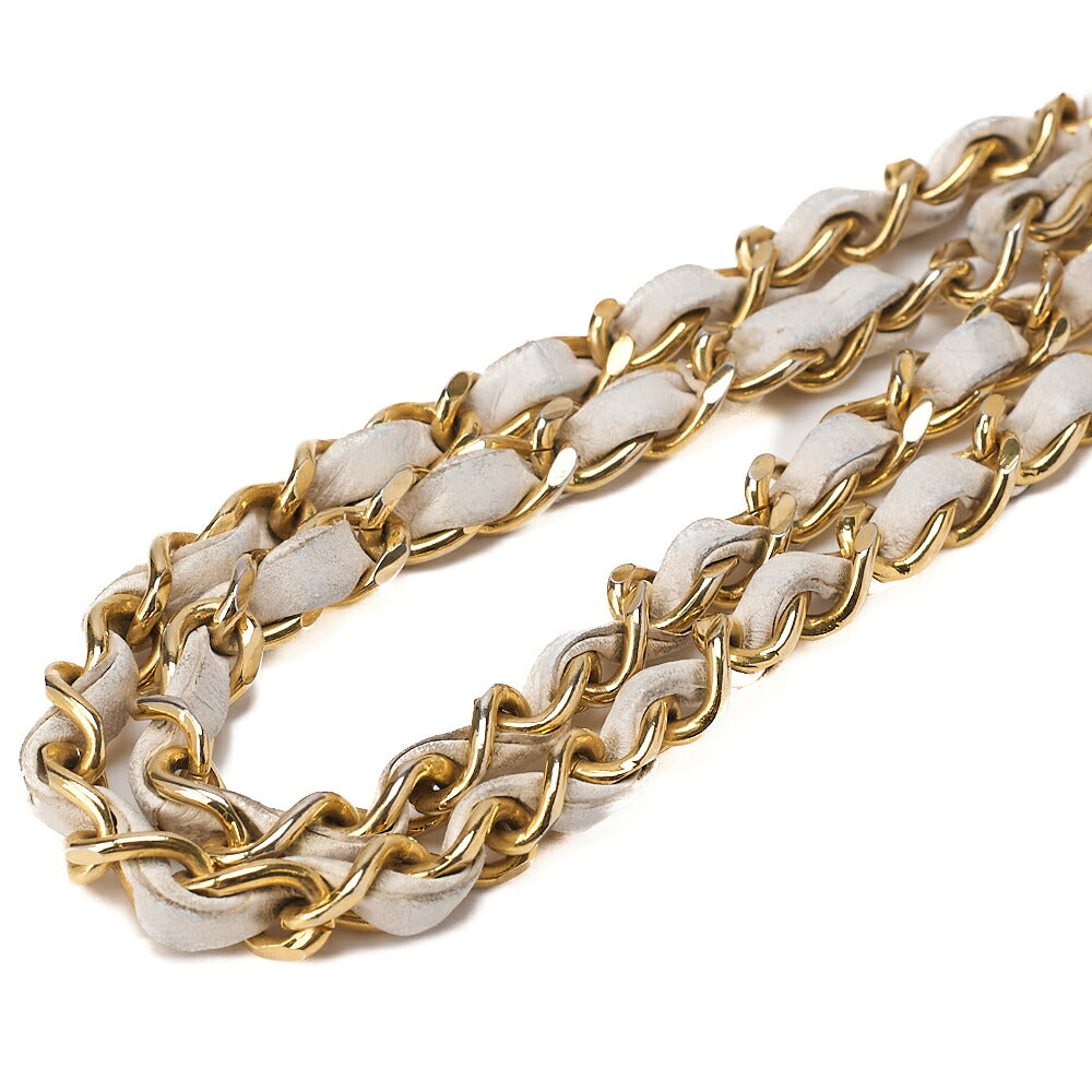 CHANEL Lambskin Matelasse 25cm Double Flap Chain Shoulder White Gold-Tone Hardware, Pre-Owned
