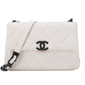 CHANEL Matrasse Cocomark Single Chain Shoulder Bag Caviar Skin White Black-Tone Hardware, Pre-Owned