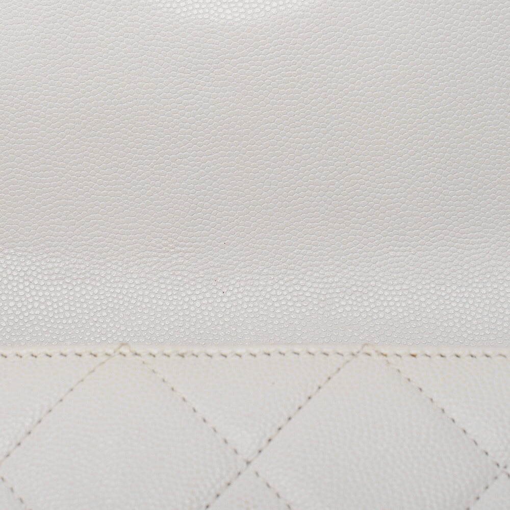 CHANEL Matrasse Cocomark Single Chain Shoulder Bag Caviar Skin White Black-Tone Hardware, Pre-Owned