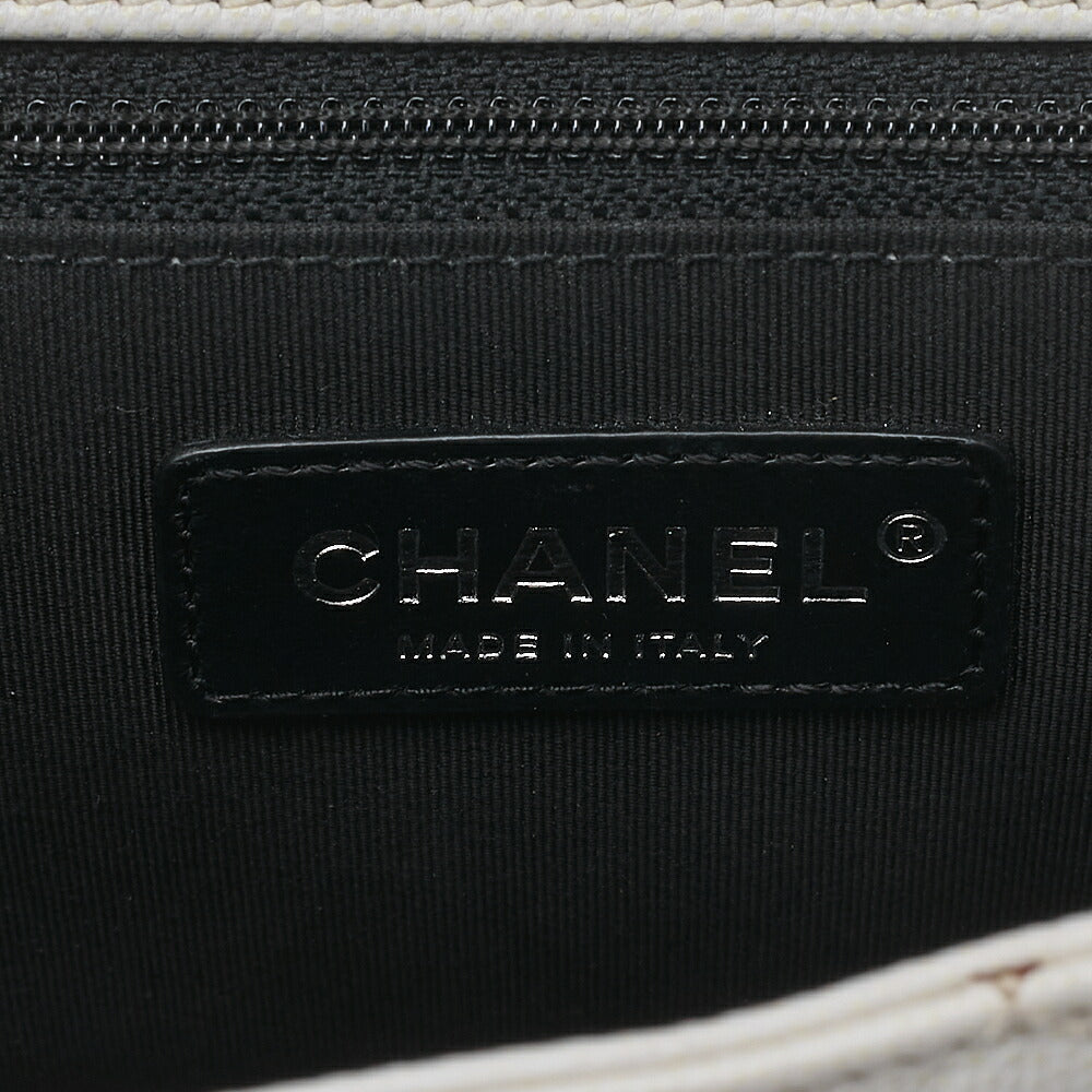 CHANEL Matrasse Cocomark Single Chain Shoulder Bag Caviar Skin White Black-Tone Hardware, Pre-Owned