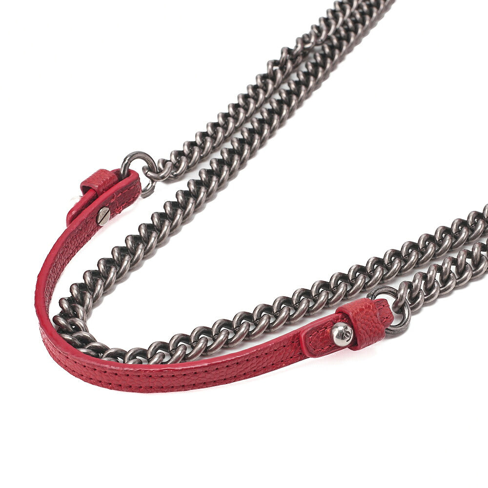 CHANEL Caviar Skin Matrasse Single Flap Chain Shoulder Red Silver-Tone Hardware, Pre-Owned