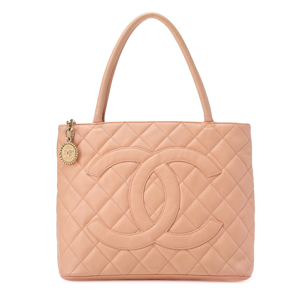 CHANEL Matelasse Reprint Tote Caviar Skin Beige (Gold-Tone Hardware, Pre-Owned