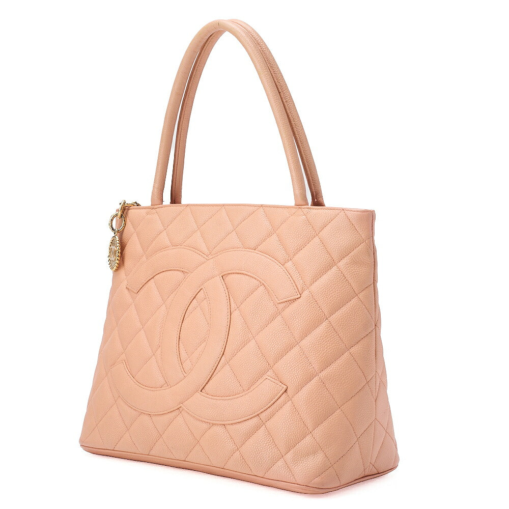 CHANEL Matelasse Reprint Tote Caviar Skin Beige (Gold-Tone Hardware, Pre-Owned