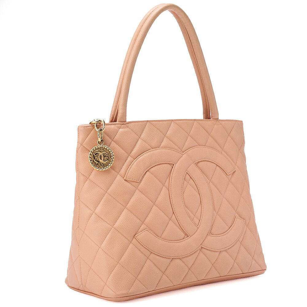 CHANEL Matelasse Reprint Tote Caviar Skin Beige (Gold-Tone Hardware, Pre-Owned