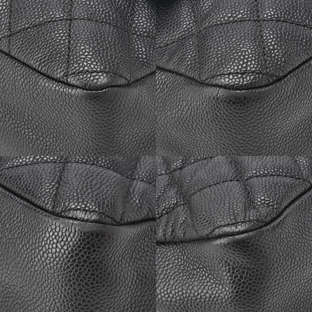 CHANEL Caviar Skin Matelasse Single Flap Chain Shoulder Black Silver-Tone Hardware, Pre-Owned